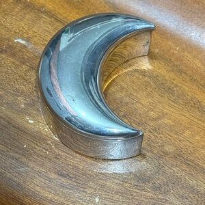 Vintage Silver Crescent Moon Trinket Box Celestial Jewelry Holder
